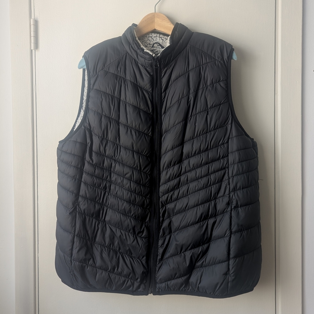 George Quilted Puffer Vest with Faux Sherpa Lining